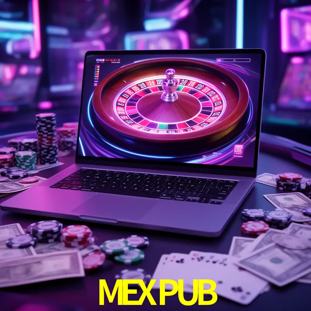 Centro móvil MEXPUB con casino, cajero, bonos, app y acceso de cuenta para México